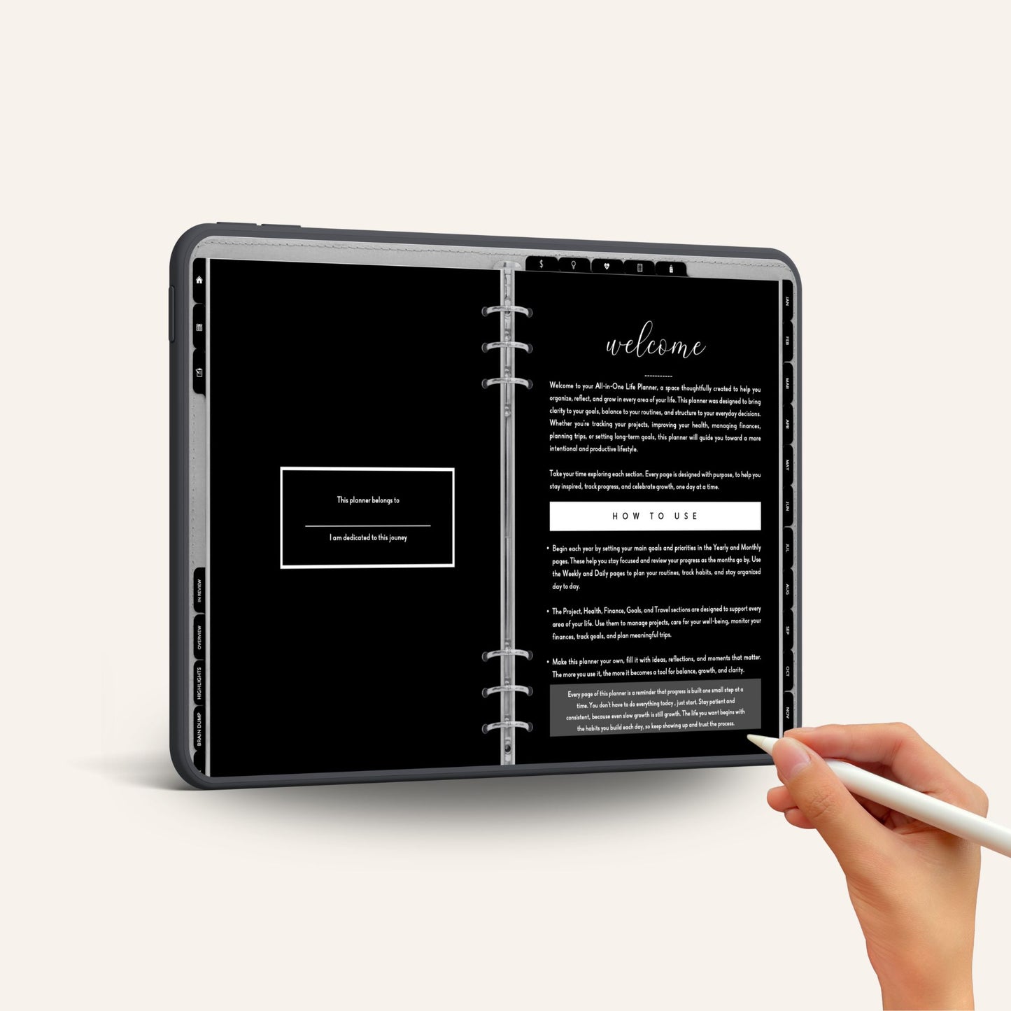 Undated Digital Planner · Dark Mode